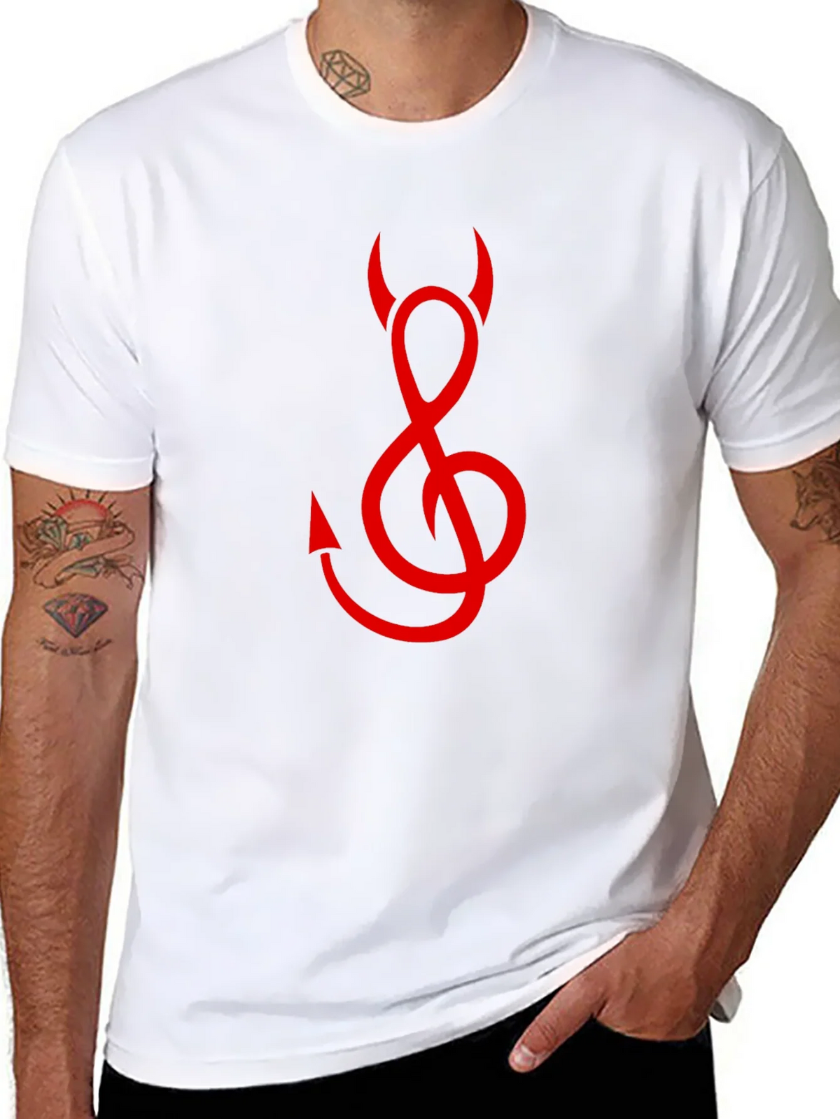 Devil Treble Clef Graphic Tee - Black Cotton product image 7