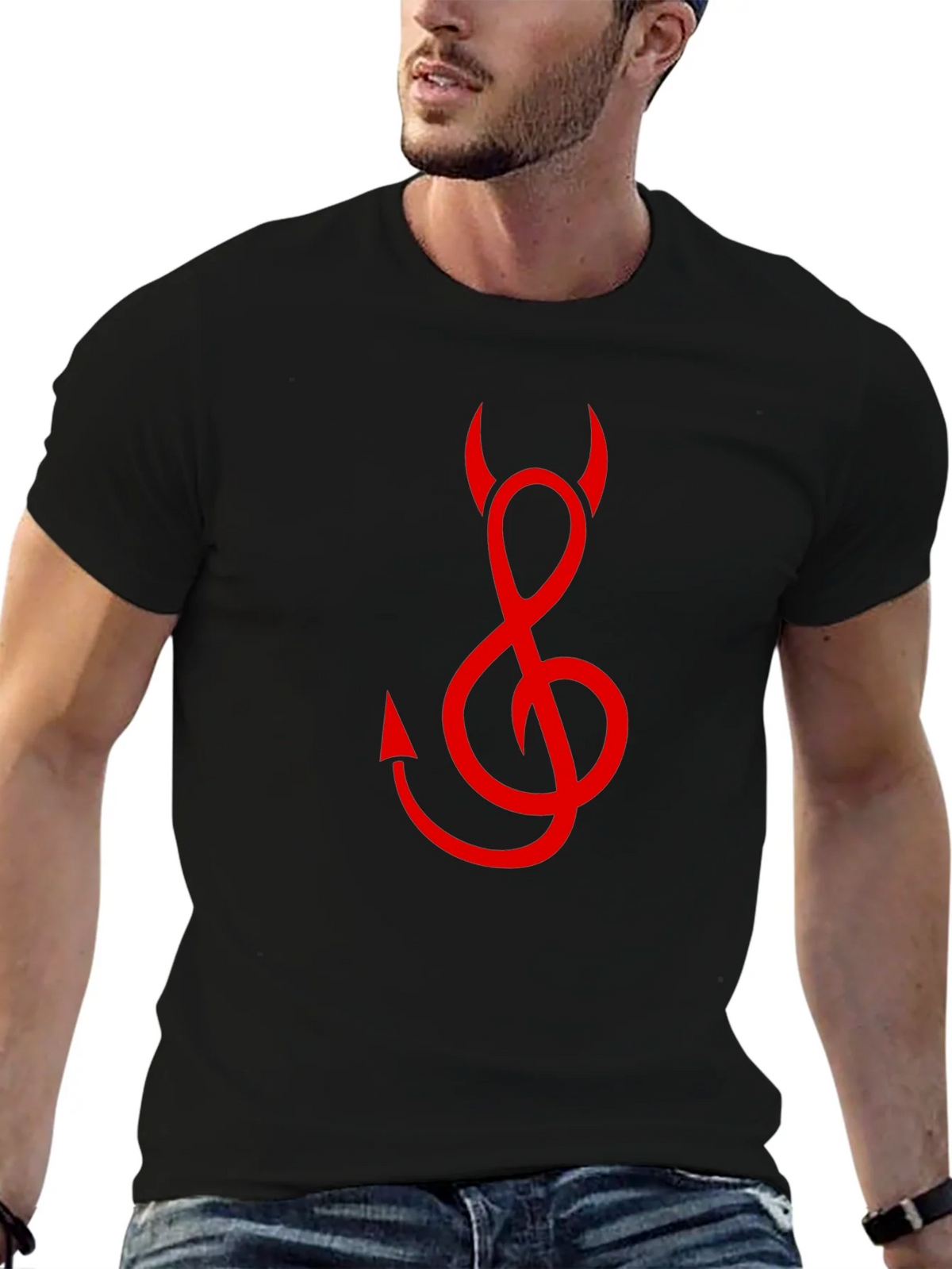 Devil Treble Clef Graphic Tee - Black Cotton product image 6