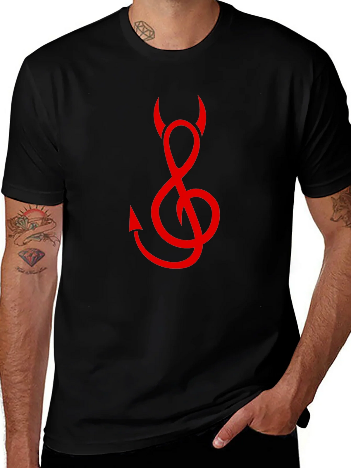 Devil Treble Clef Graphic Tee - Black Cotton product image 1