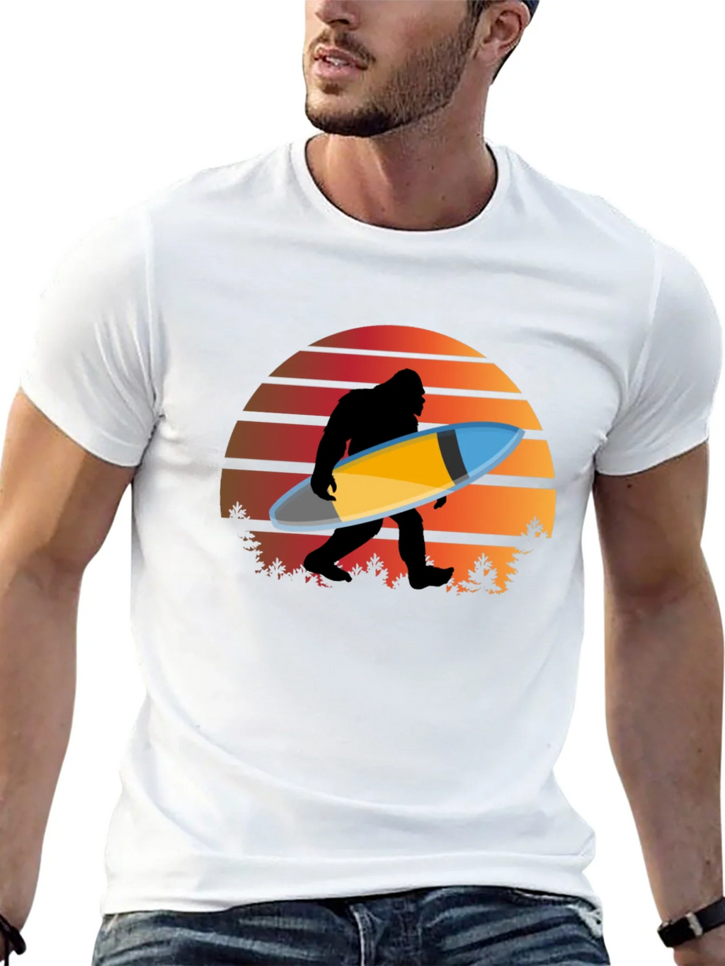 Sasquatch Surfer T-Shirt - Retro Sunset Bigfoot Tee product image 10