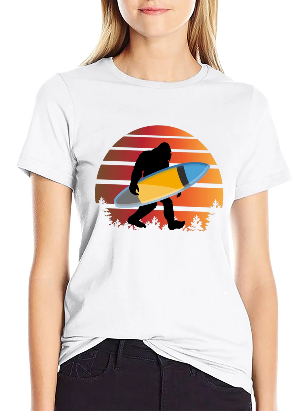 Sasquatch Surfer T-Shirt - Retro Sunset Bigfoot Tee product image 8
