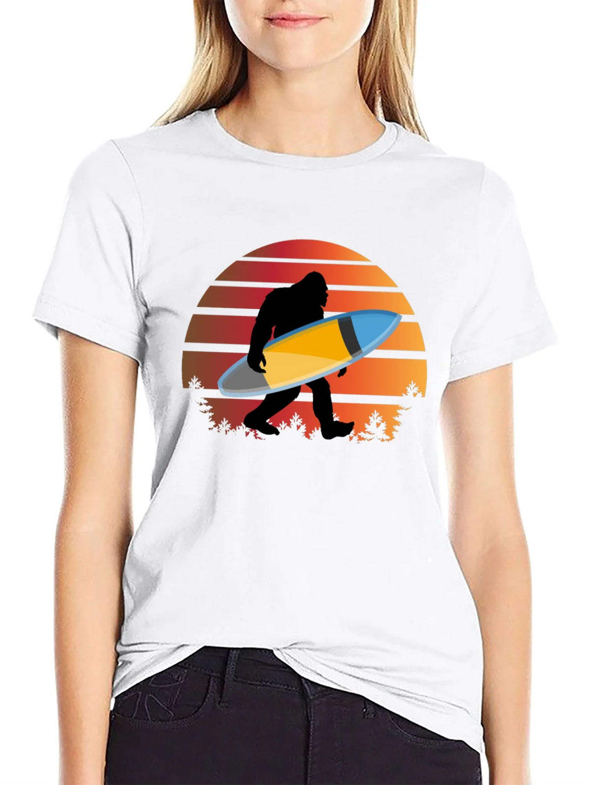 Sasquatch Surfer T-Shirt - Retro Sunset Bigfoot Tee product image 8