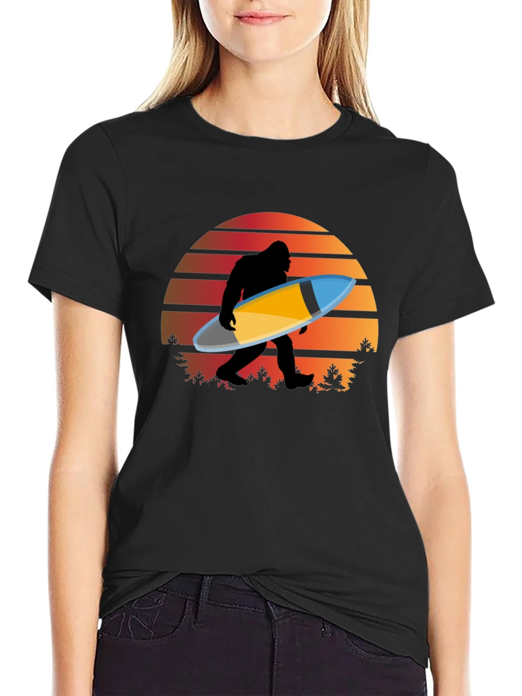 Sasquatch Surfer T-Shirt - Retro Sunset Bigfoot Tee product image 2