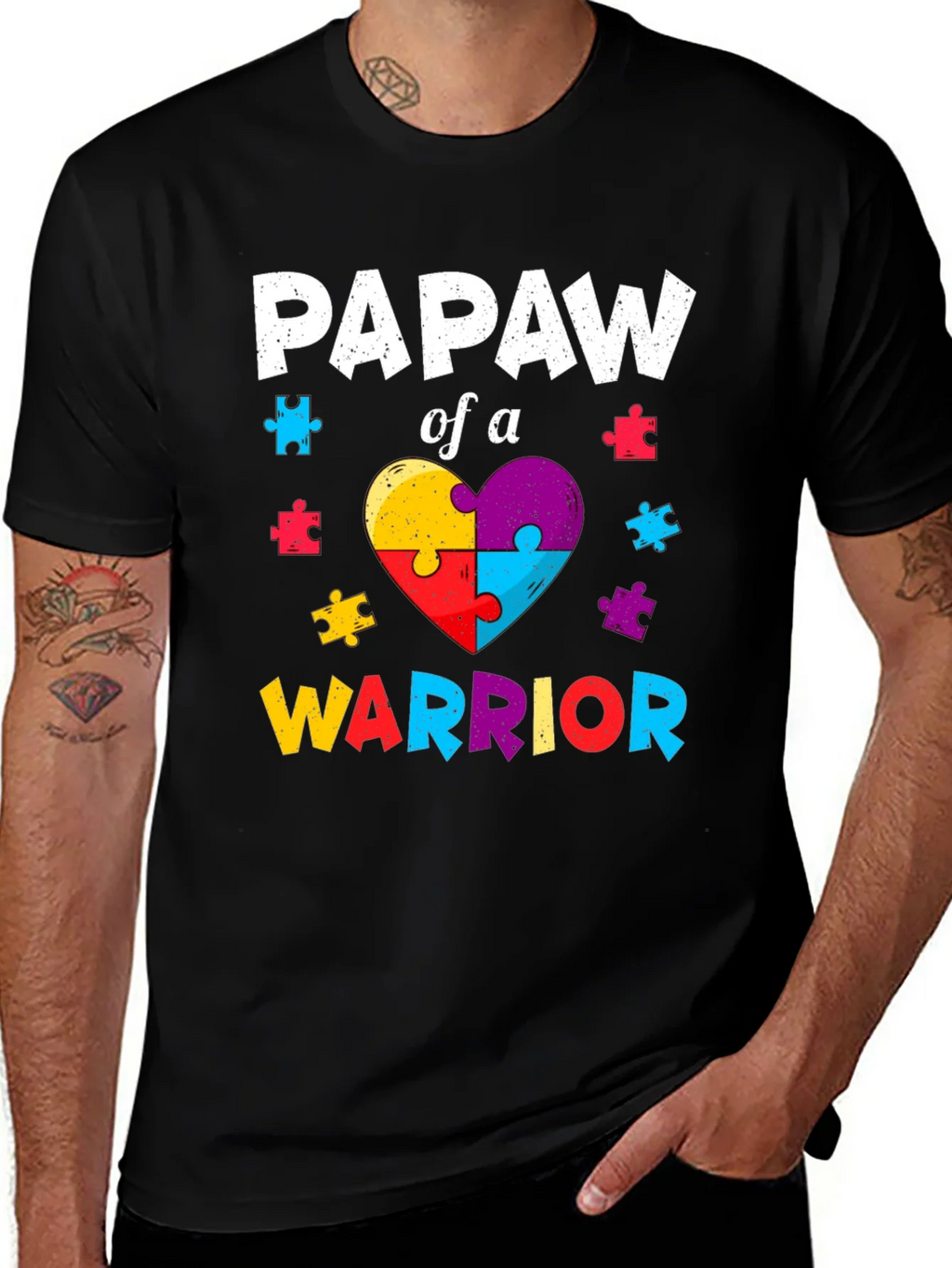 Papaw of a Warrior Autism Awareness T-Shirt product image 1