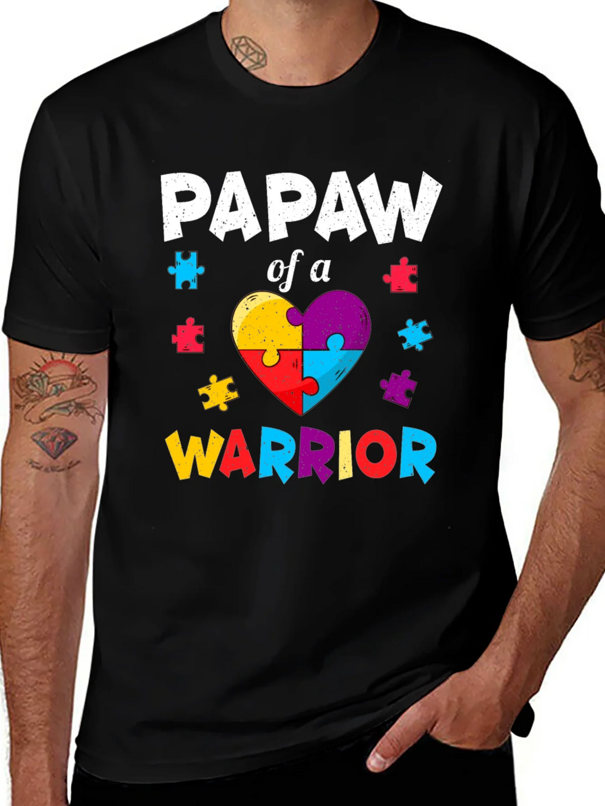 Papaw of a Warrior Autism Awareness T-Shirt product image 1