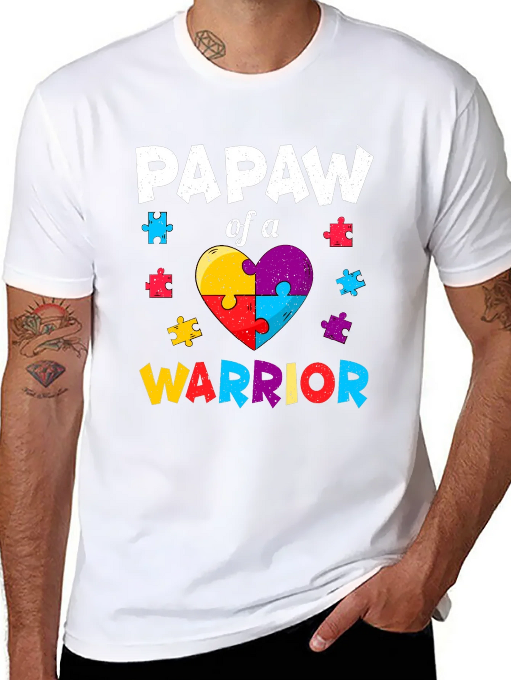Papaw of a Warrior Autism Awareness T-Shirt product image 7