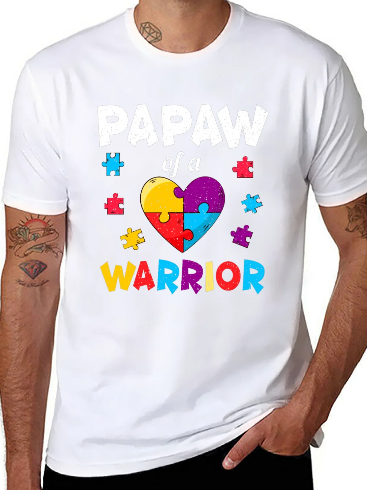 Papaw of a Warrior Autism Awareness T-Shirt product image 7
