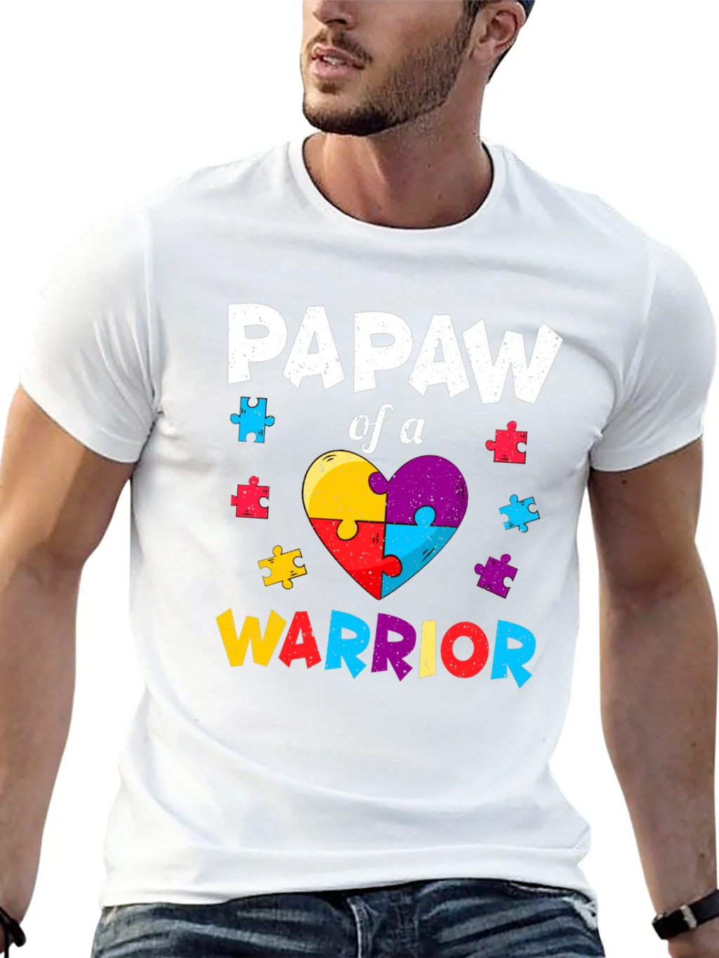 Papaw of a Warrior Autism Awareness T-Shirt product image 12