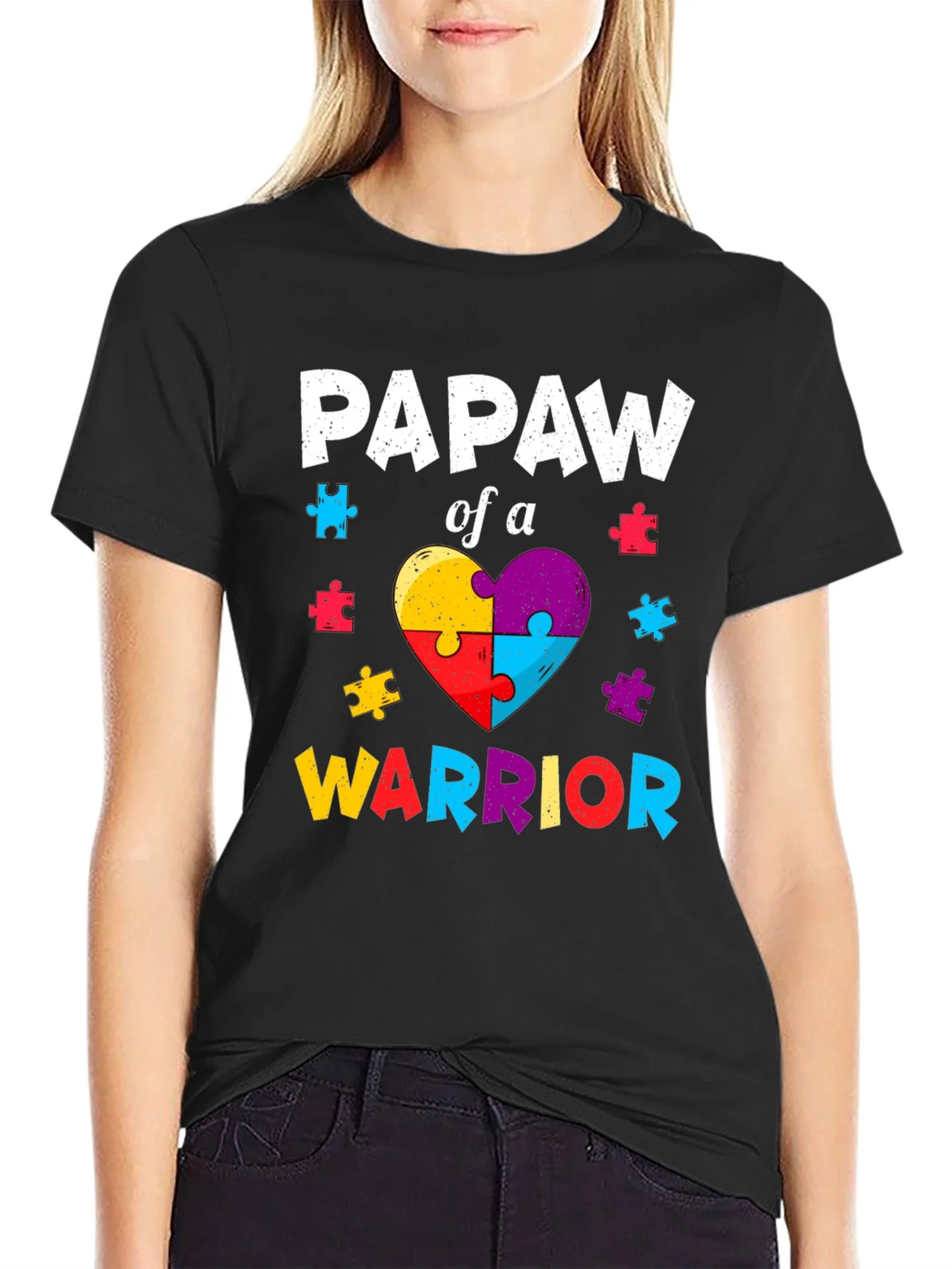 Papaw of a Warrior Autism Awareness T-Shirt product image 2