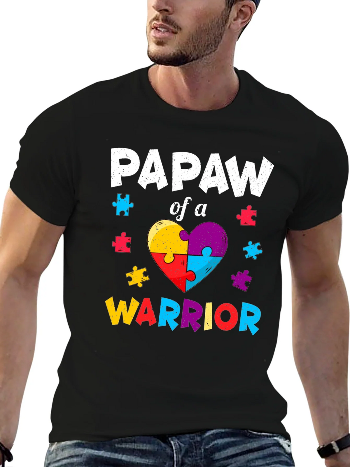 Papaw of a Warrior Autism Awareness T-Shirt product image 6