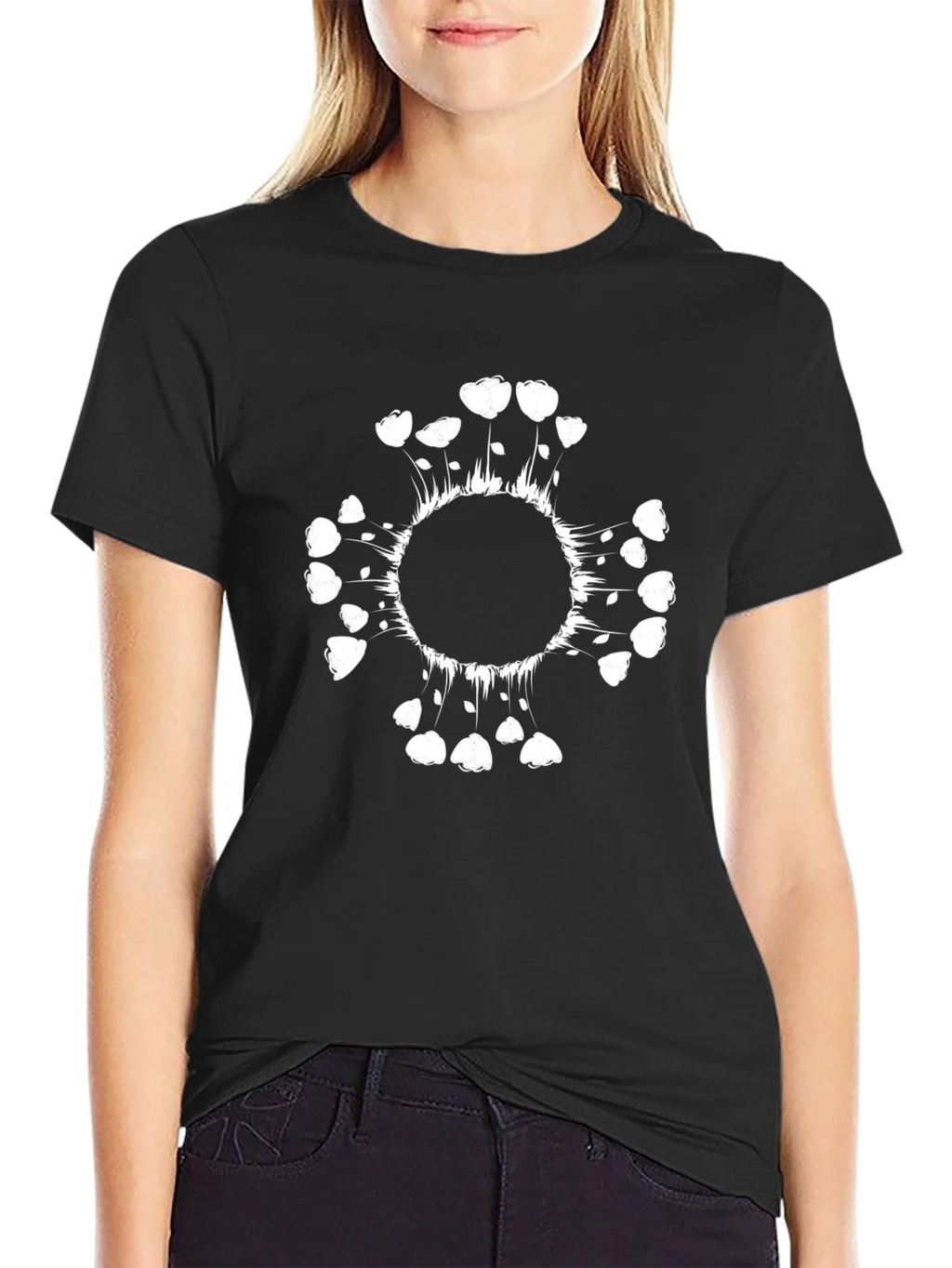 Abstract Floral Graphic Tee - Black Cotton product image 2