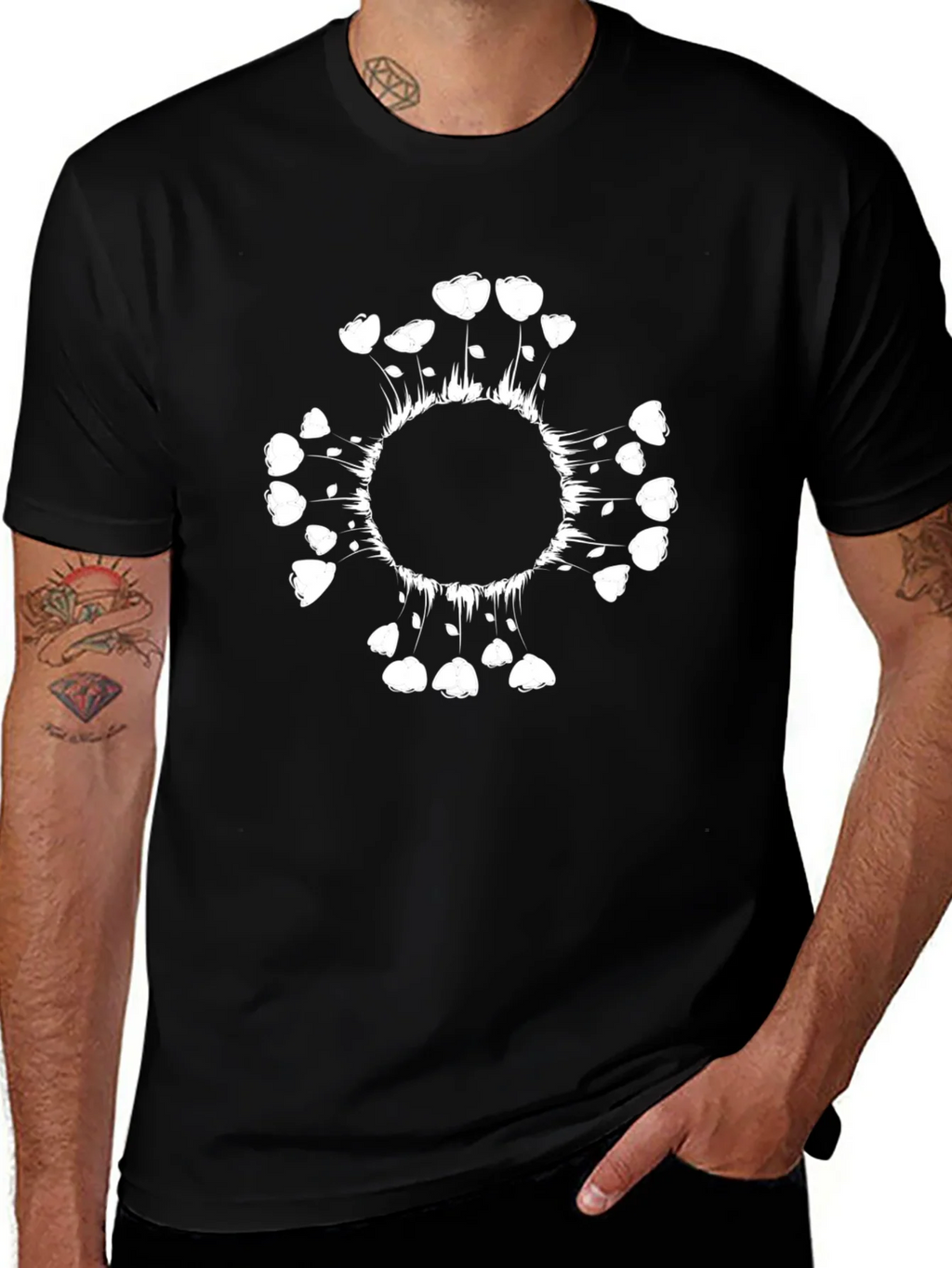 Abstract Floral Graphic Tee - Black Cotton product image 1