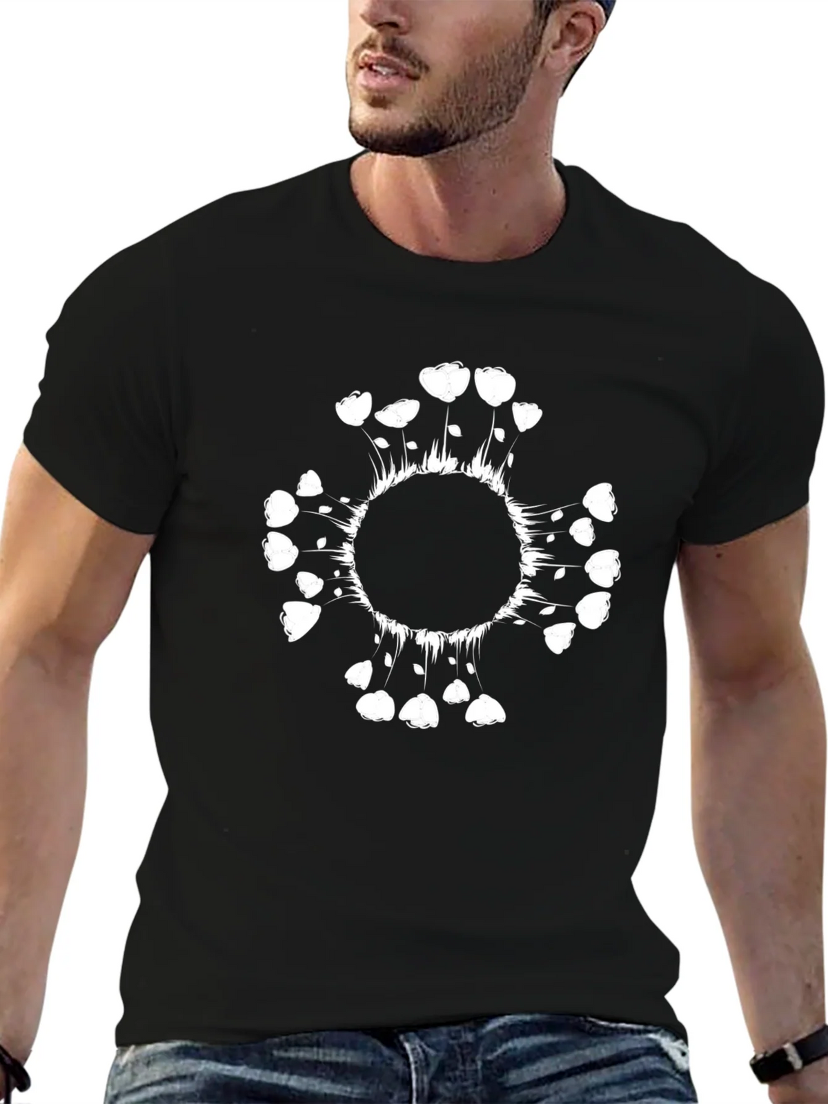 Abstract Floral Graphic Tee - Black Cotton product image 6
