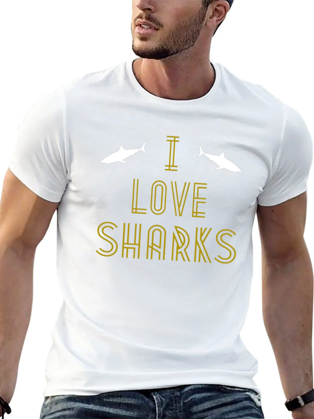 I Love Sharks T-Shirt - Black Cotton Tee product image 8