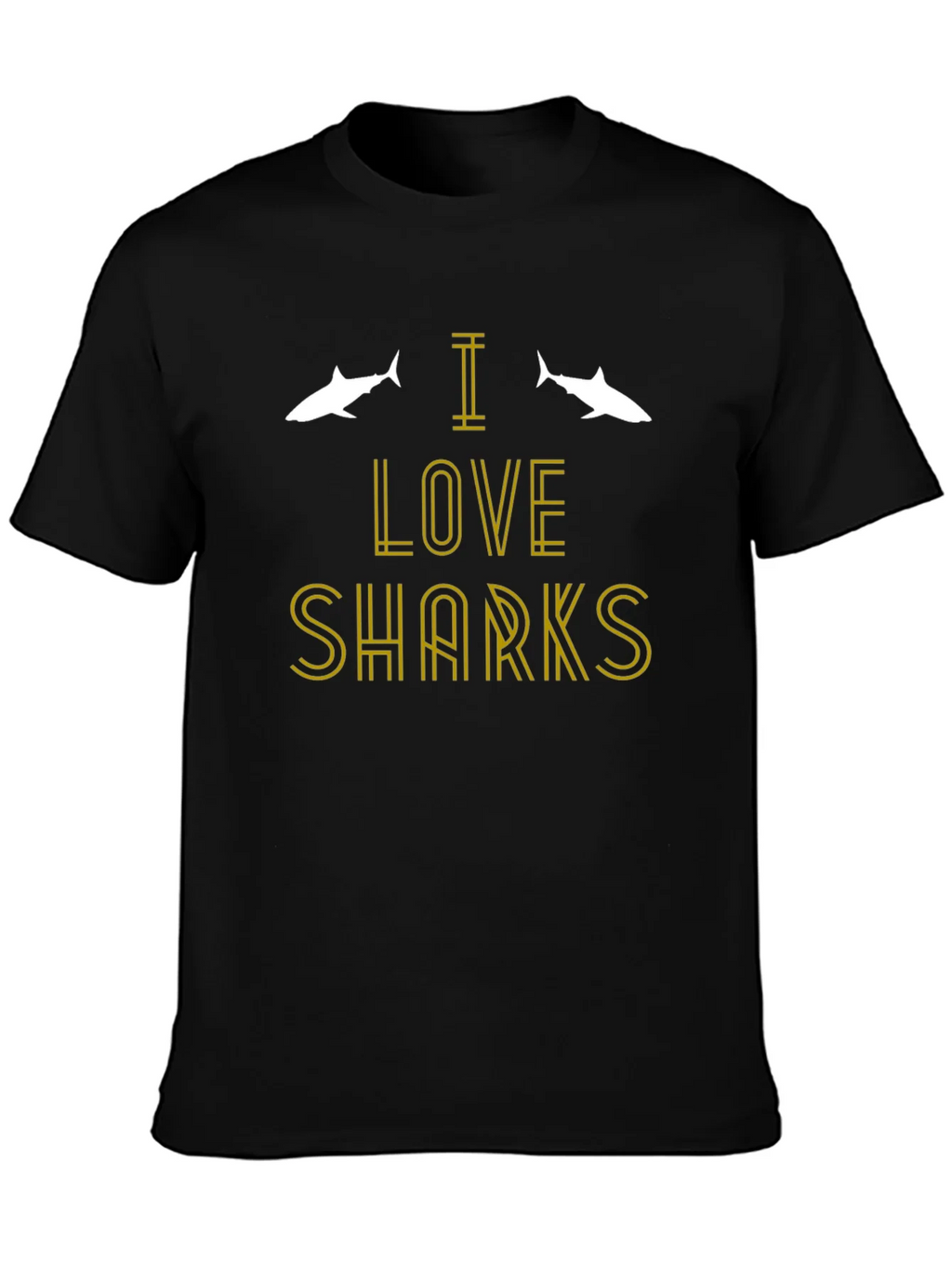 I Love Sharks T-Shirt - Black Cotton Tee product image 3