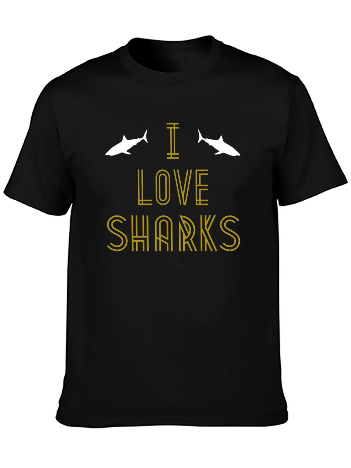 I Love Sharks T-Shirt - Black Cotton Tee product image 3