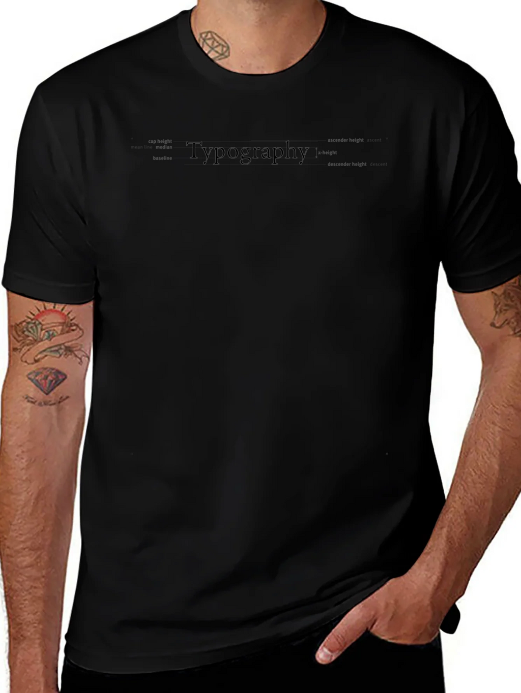 Typography Tee - Black Cotton Graphic T-Shirt product image 1