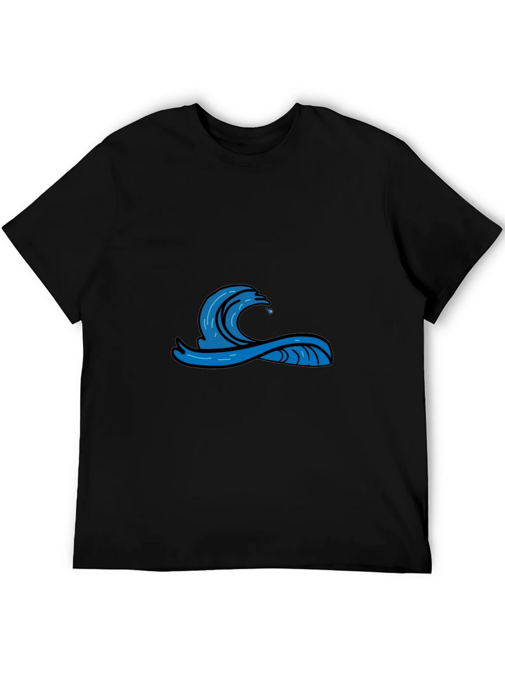 Mens Black Graphic Tee - Wave Design product image 5