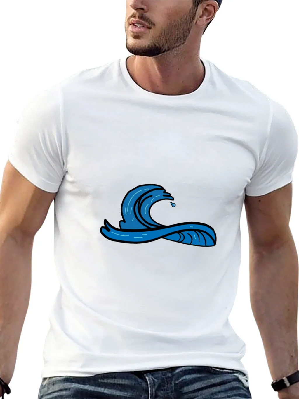 Mens Black Graphic Tee - Wave Design product image 12