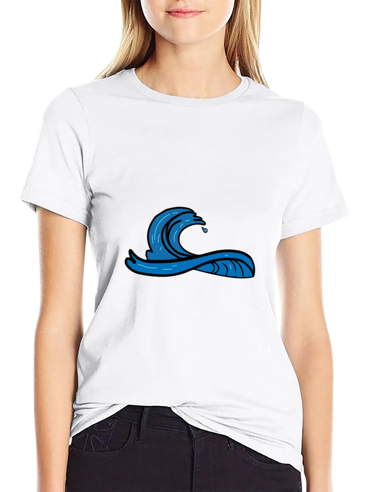 Mens Black Graphic Tee - Wave Design product image 8