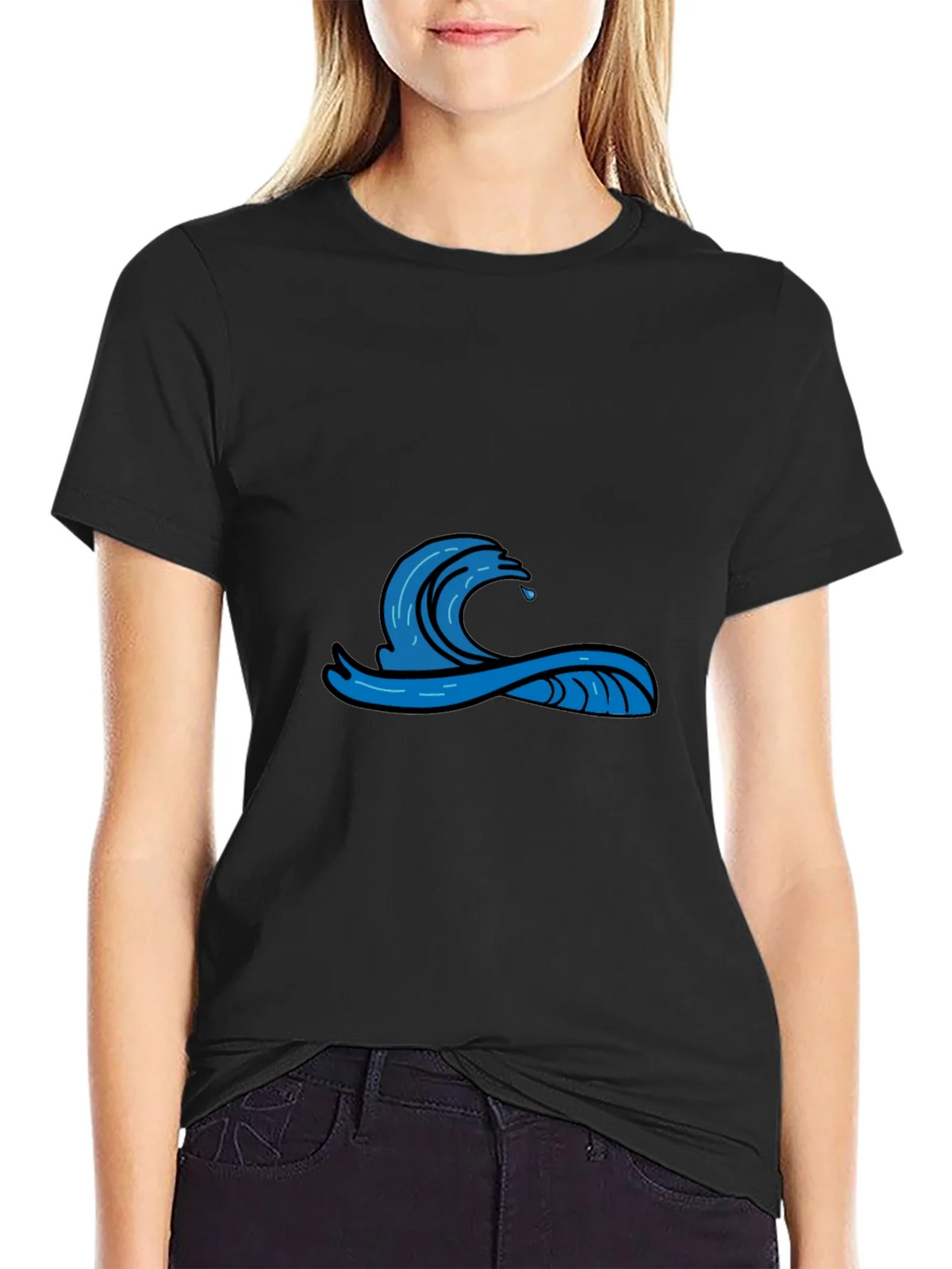 Mens Black Graphic Tee - Wave Design product image 2
