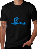 Mens Black Graphic Tee - Wave Design product image 1