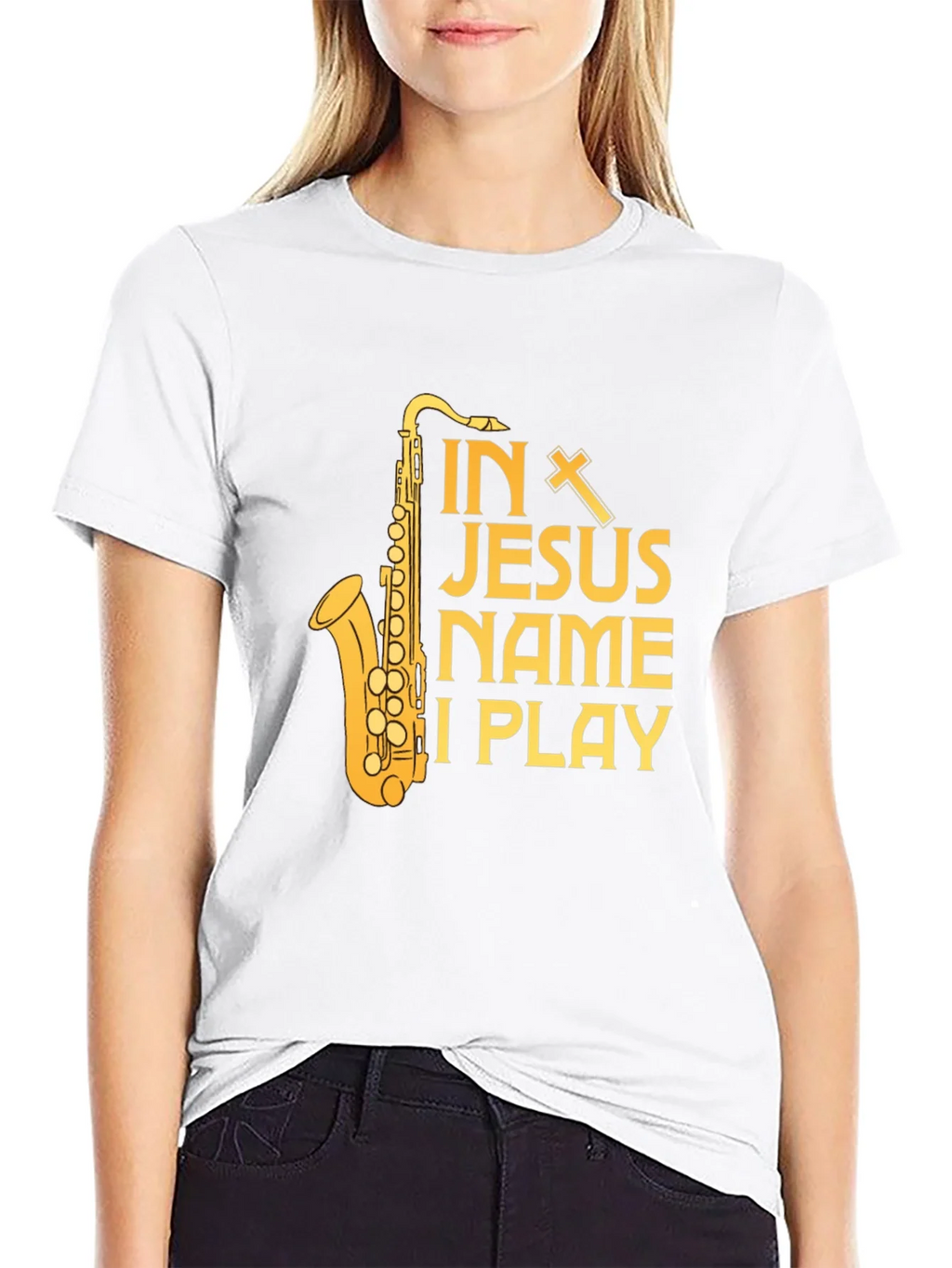 In Jesus Name I Play Saxophone T-Shirt product image 8