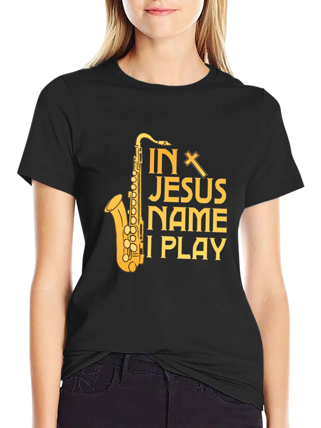 In Jesus Name I Play Saxophone T-Shirt product image 2