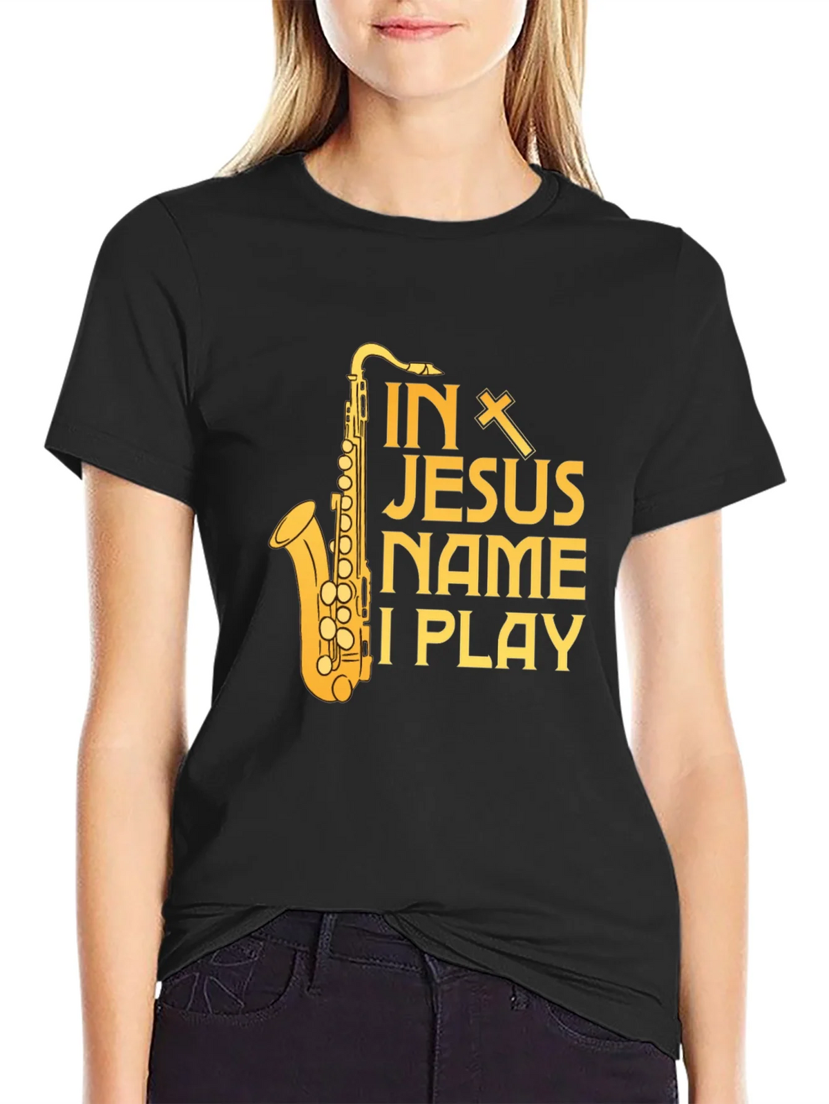 In Jesus Name I Play Saxophone T-Shirt product image 2