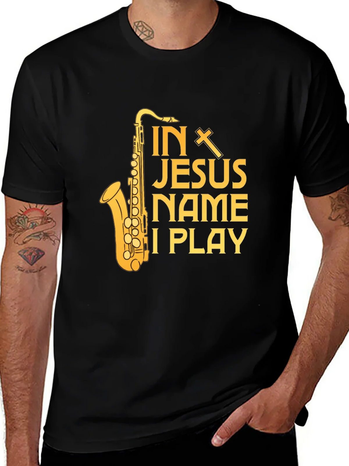 In Jesus Name I Play Saxophone T-Shirt product image 1