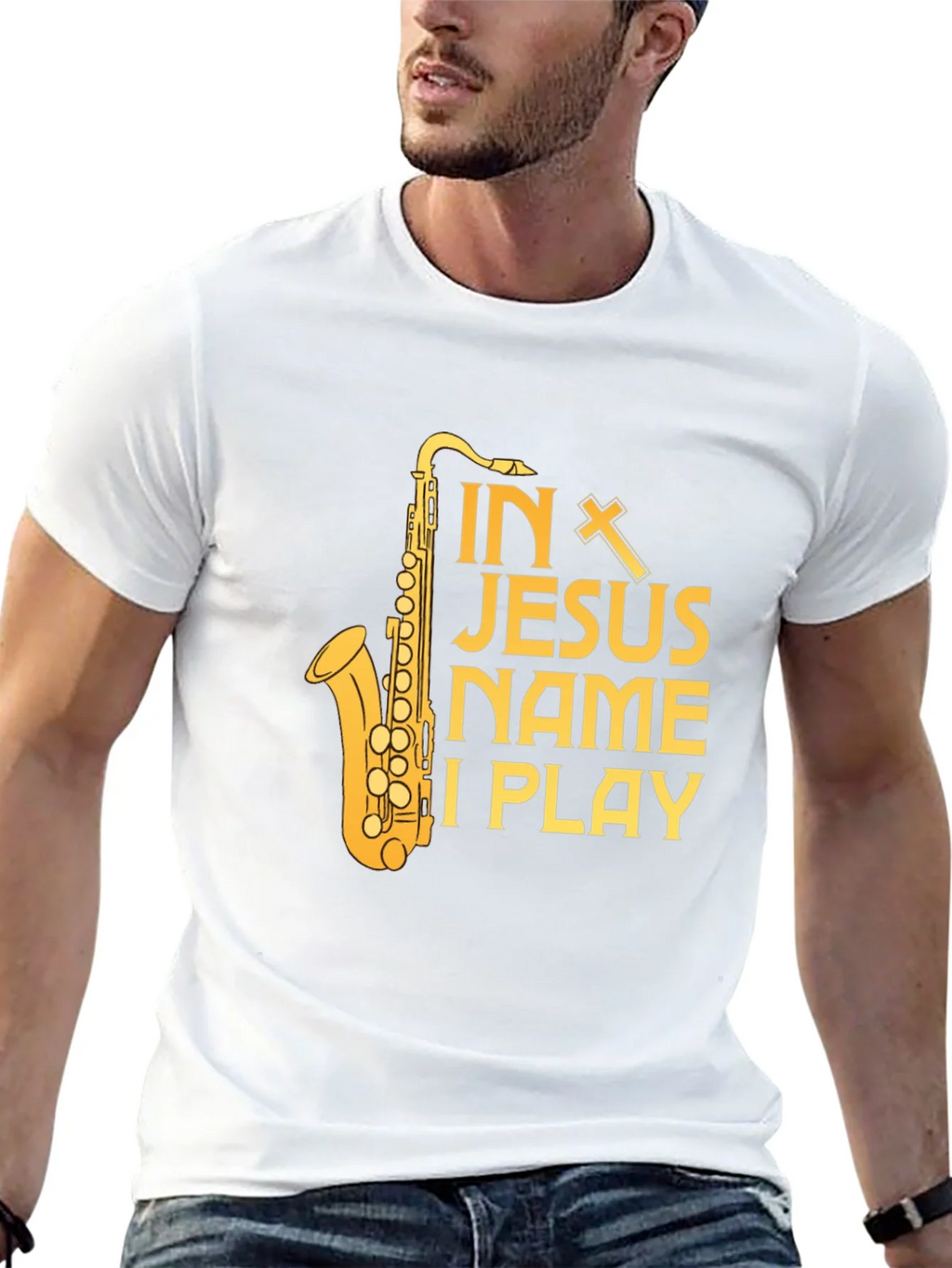 In Jesus Name I Play Saxophone T-Shirt product image 12