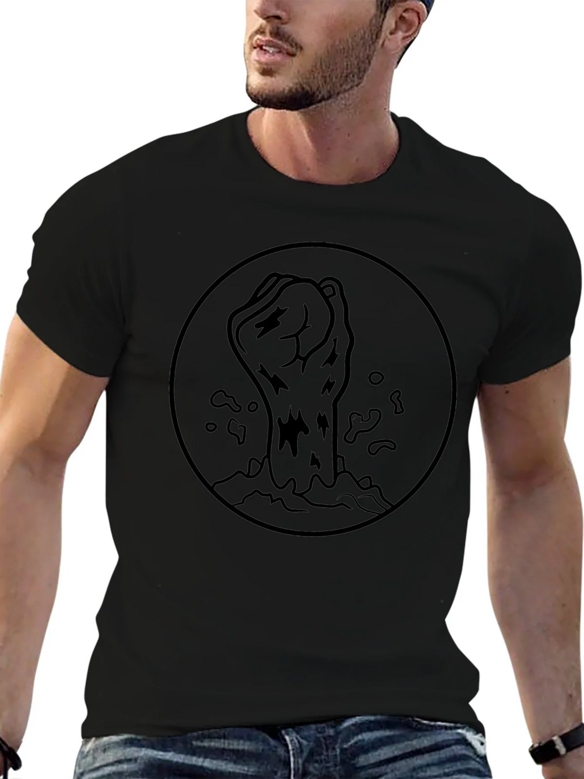 Rising Fist Graphic Tee - Black Cotton Blend product image 3