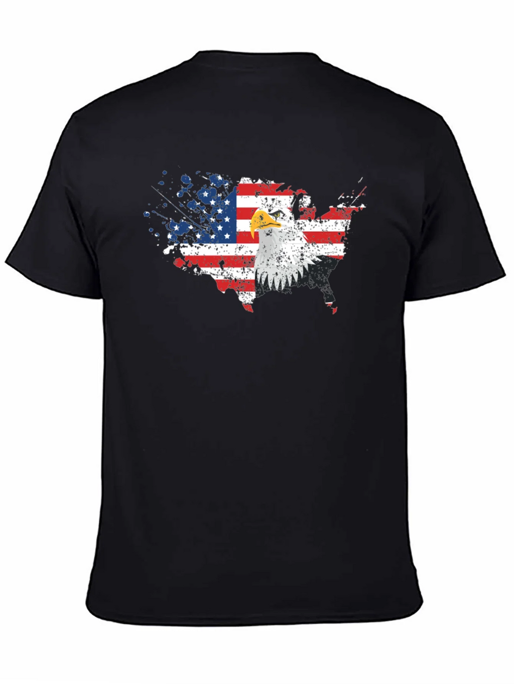USA Flag Eagle Graphic Print Black T-Shirt product image 4