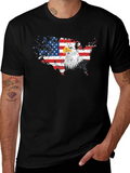 USA Flag Eagle Graphic Print Black T-Shirt product image 1
