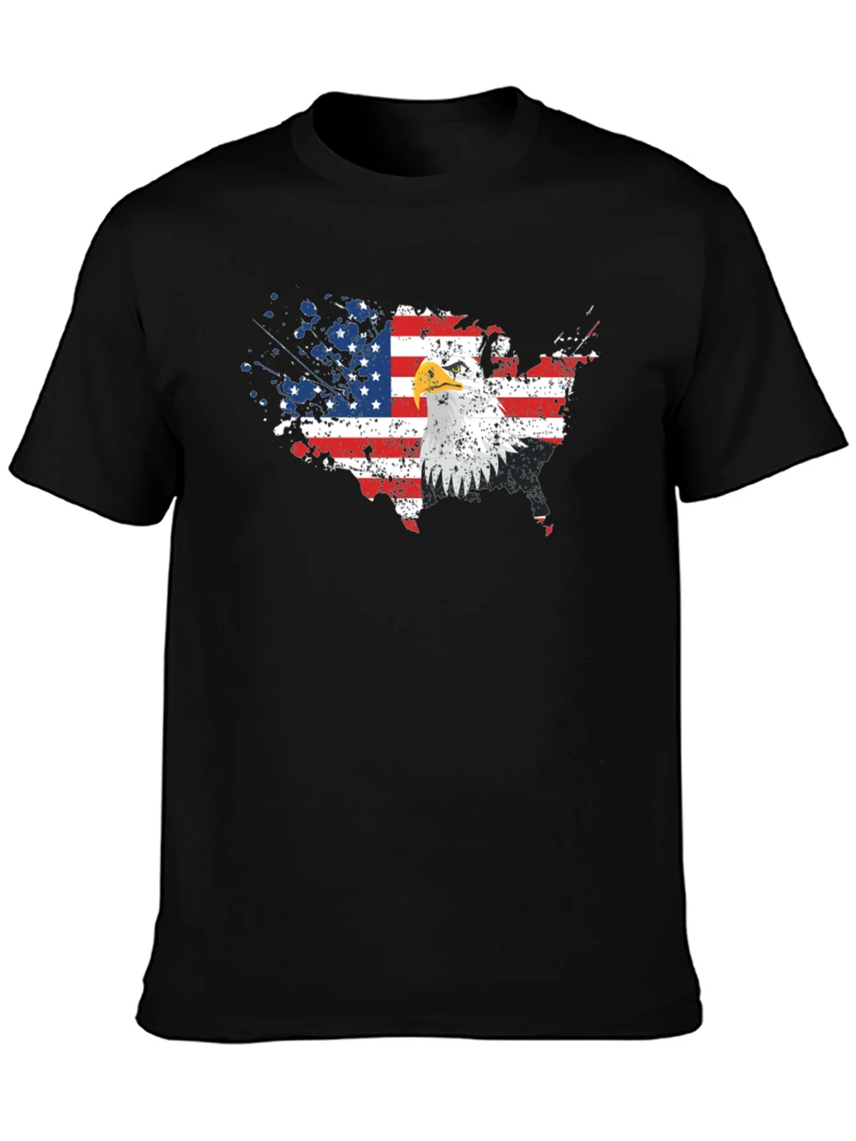 USA Flag Eagle Graphic Print Black T-Shirt product image 3