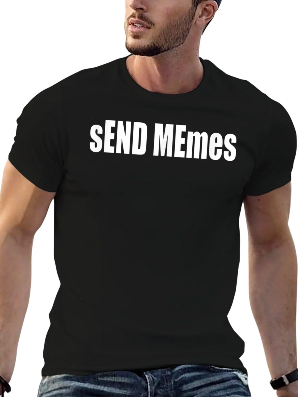 Send Memes Graphic Tee - Black Cotton T-Shirt product image 6