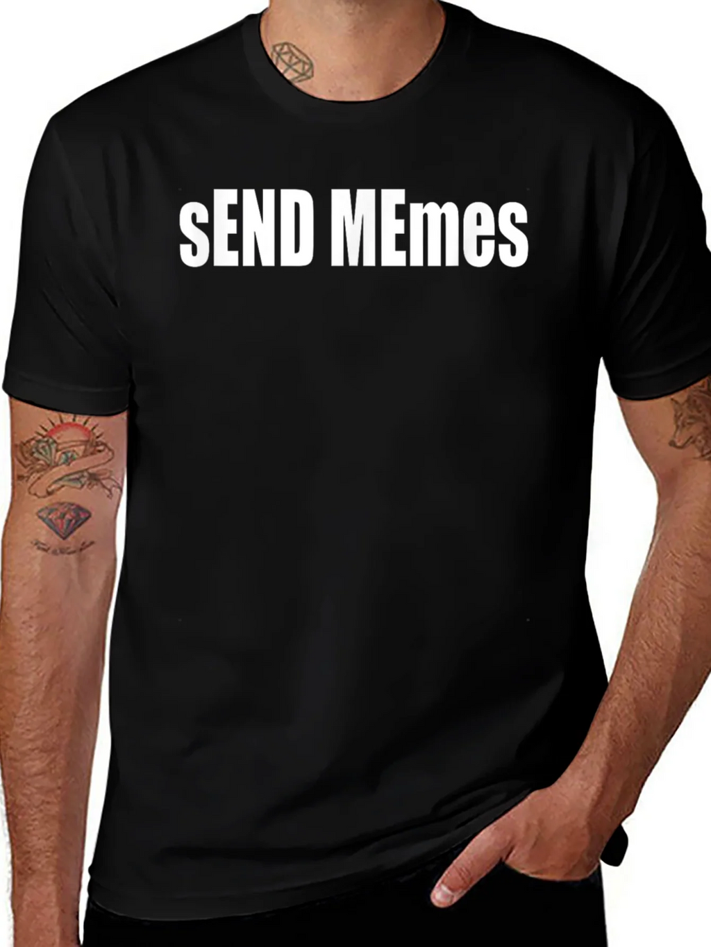Send Memes Graphic Tee - Black Cotton T-Shirt product image 1