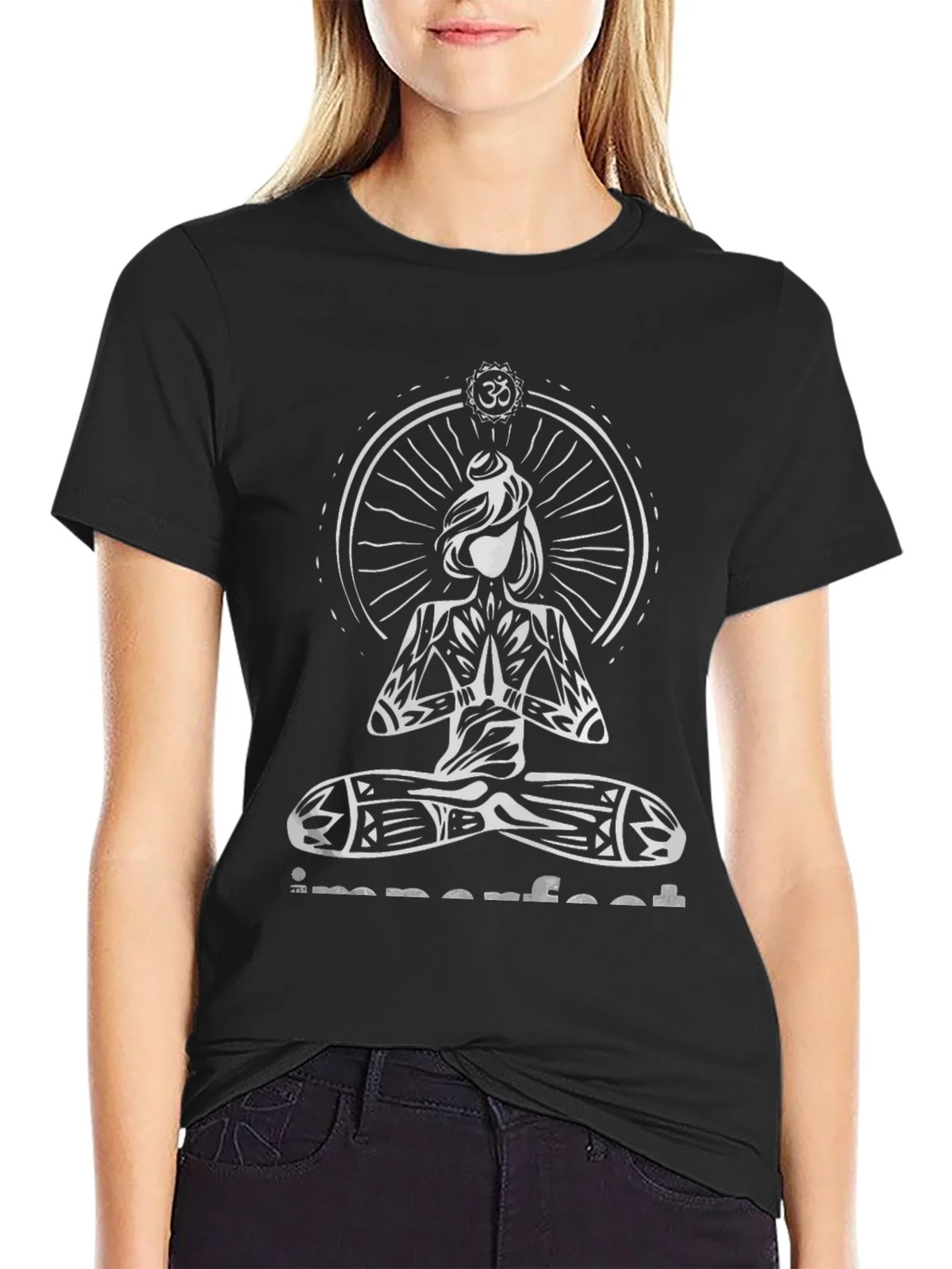 Imperfect Yoga Graphic Print Black T-Shirt product image 1