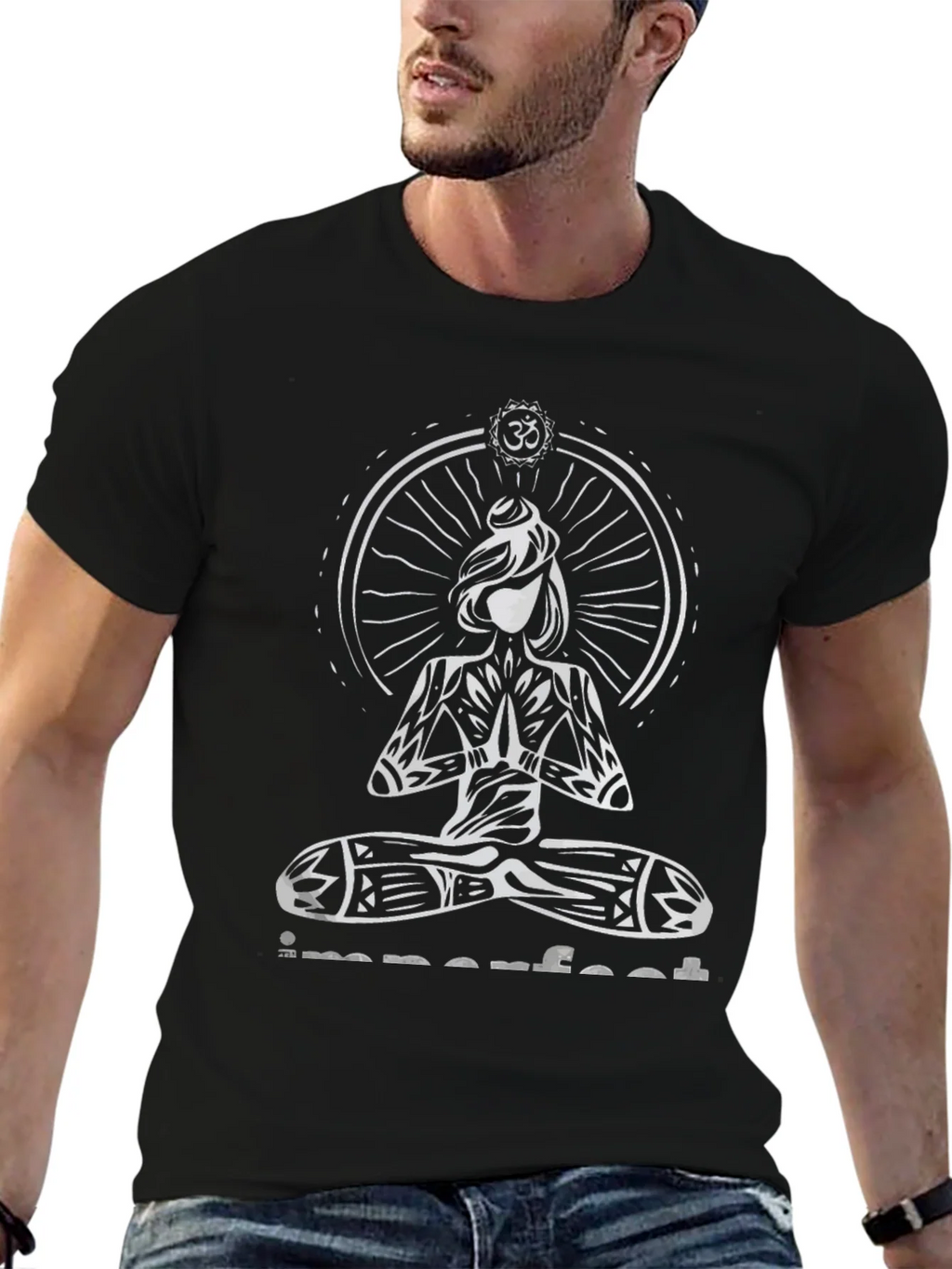 Imperfect Yoga Graphic Print Black T-Shirt product image 5