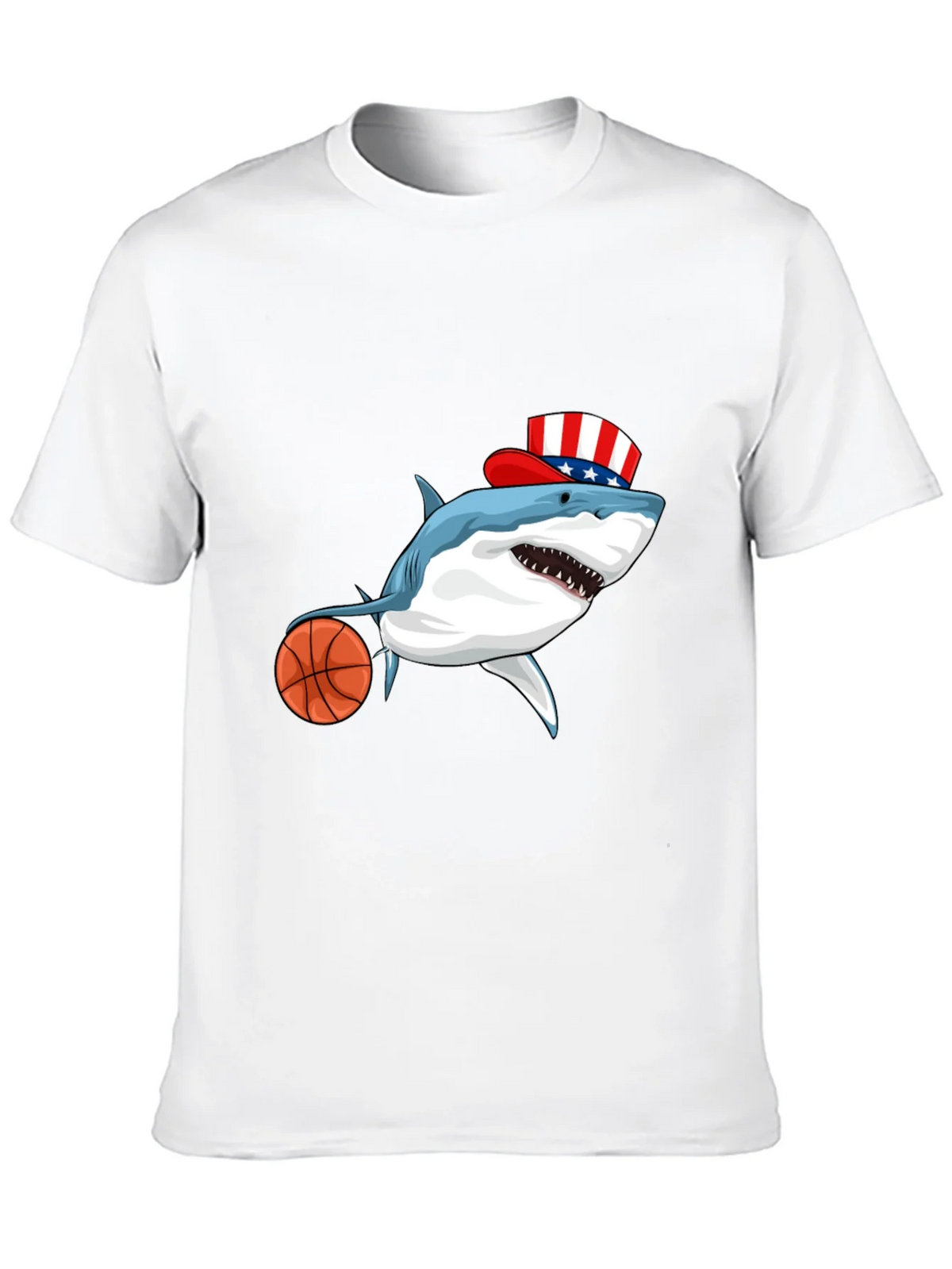 Shark Basketball Patriotic T-Shirt product image 8