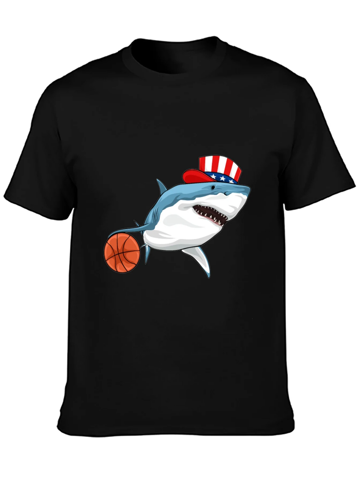 Shark Basketball Patriotic T-Shirt product image 2