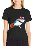 Shark Basketball Patriotic T-Shirt product image 1