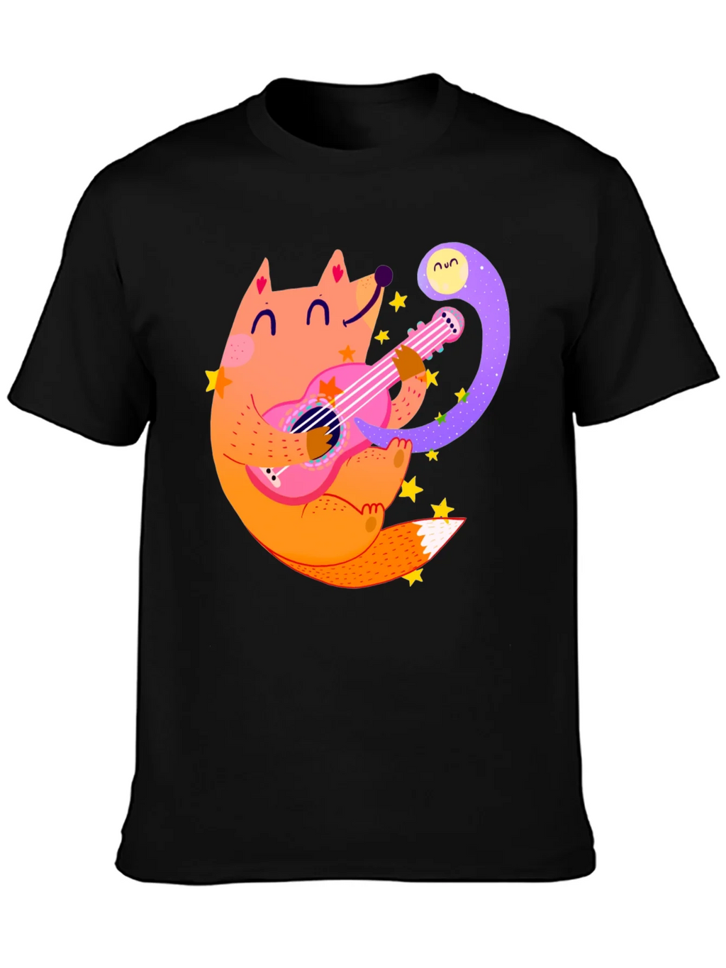 Fox Guitarist Graphic Tee - Black Cotton T-Shirt product image 3