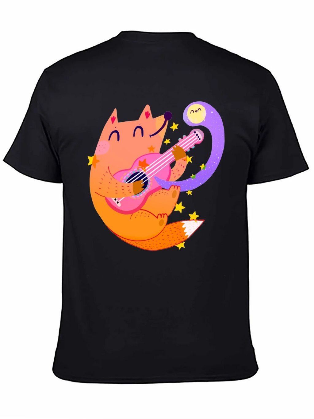 Fox Guitarist Graphic Tee - Black Cotton T-Shirt product image 4