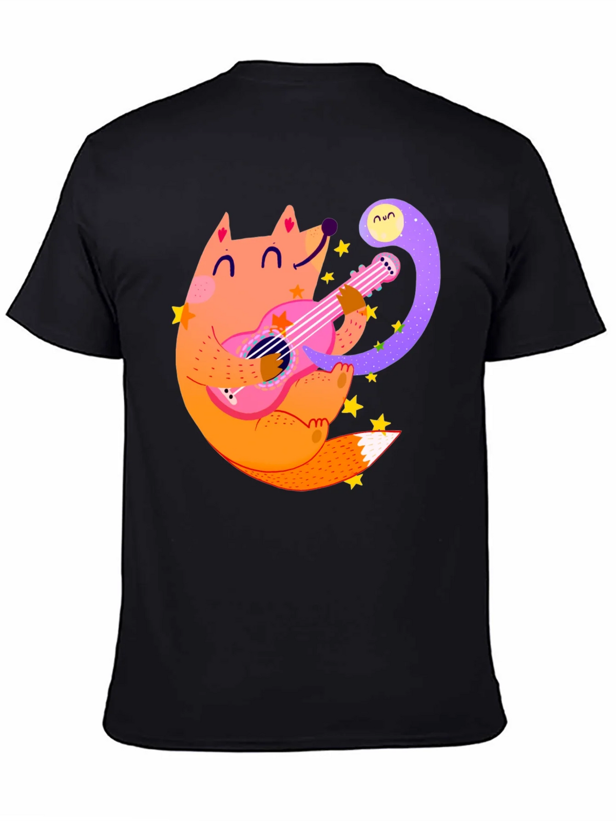 Fox Guitarist Graphic Tee - Black Cotton T-Shirt product image 4