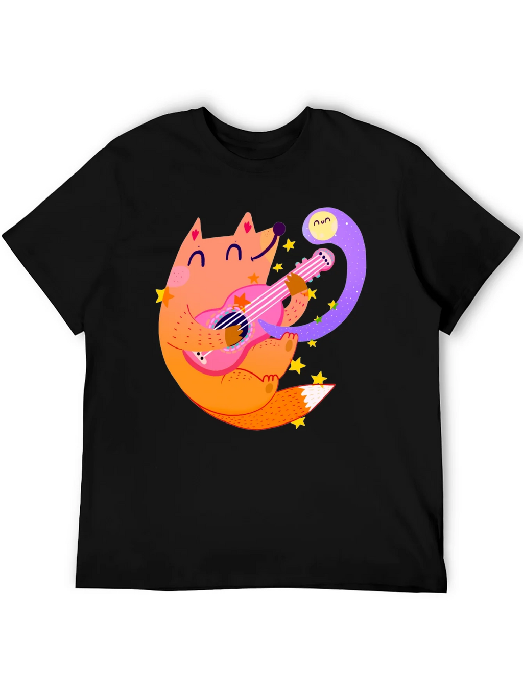 Fox Guitarist Graphic Tee - Black Cotton T-Shirt product image 5