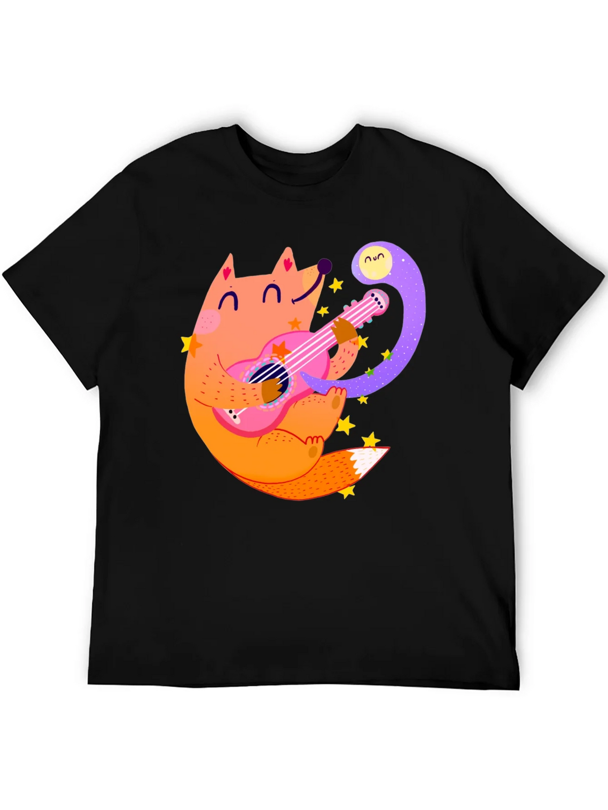 Fox Guitarist Graphic Tee - Black Cotton T-Shirt product image 5