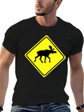 Moose Crossing Sign Graphic T-Shirt product image 1
