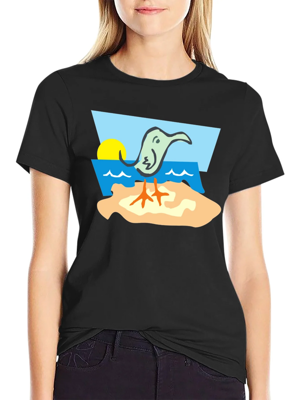 Cartoon Bird Beach T-Shirt - Unique Design product image 2