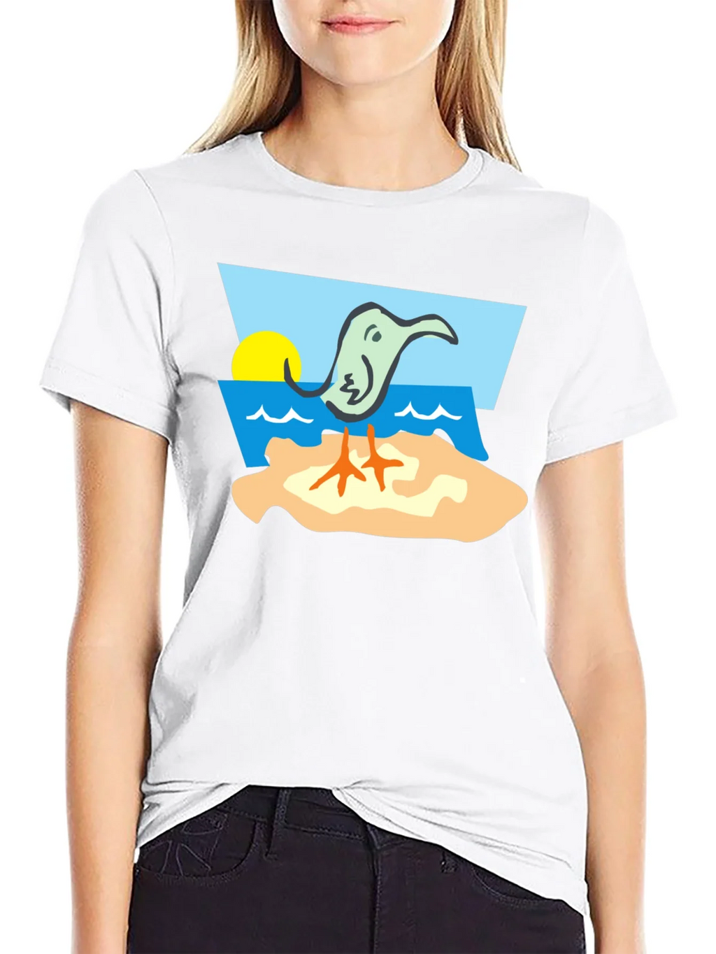 Cartoon Bird Beach T-Shirt - Unique Design product image 6